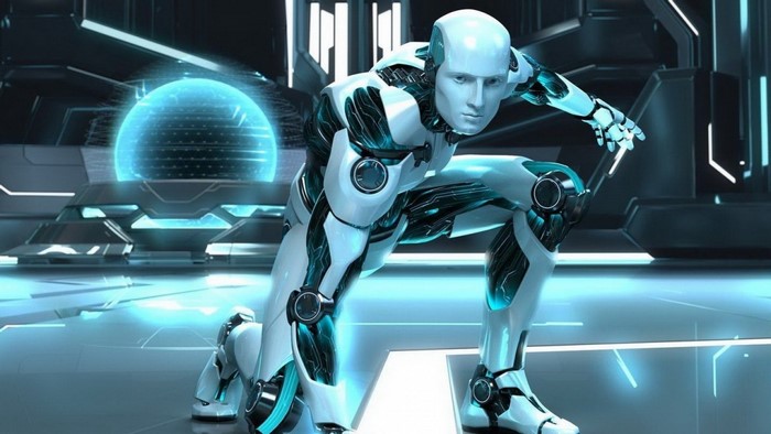 Robot in a futuristic environment