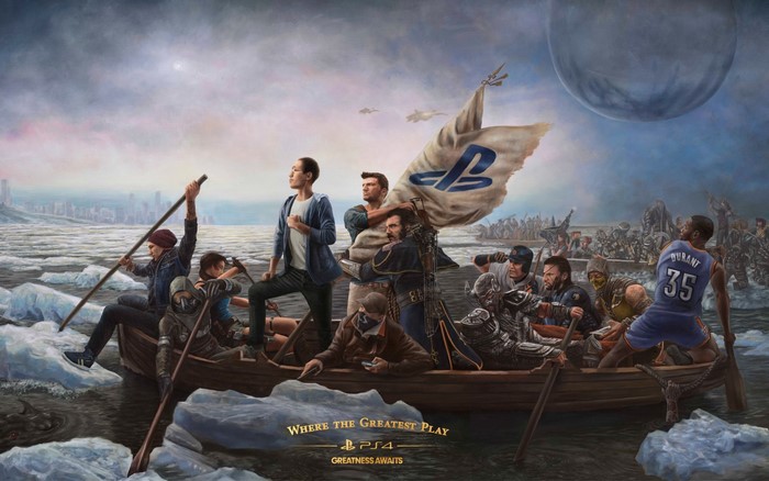 PlayStation 4 Greatness Awaits painting with game characters