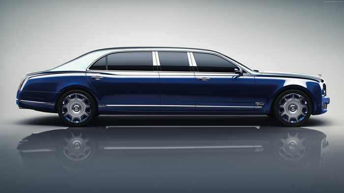 Bentley Mulsanne Grand Limousine, blue luxury car