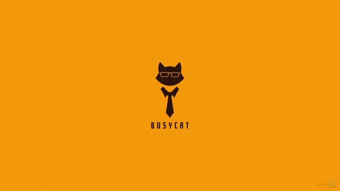 Busycat logo with glasses and tie