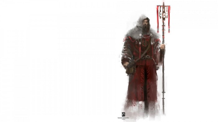 Fantasy character in red robes holding a staff