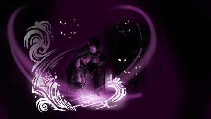 Templar Assassin from Dota 2 with glowing purple magic