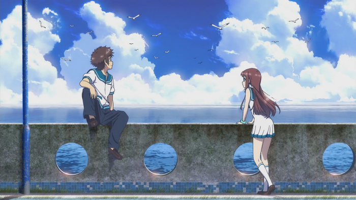 Hikari Sakishima and Manaka Mukaido from Nagi no Asukara by the sea
