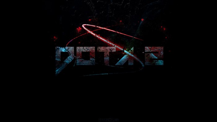 Dota 2 logo with red and blue effects