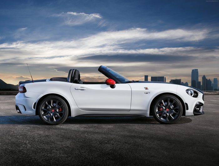 White Fiat 124 Spider Abarth convertible