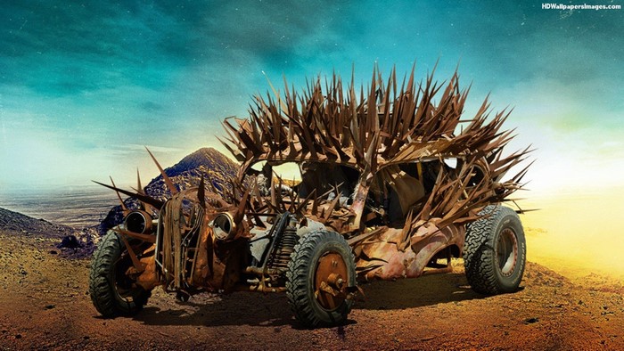 Mad Max: Fury Road vehicle in a desert landscape