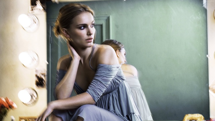 Natalie Portman in a grey dress