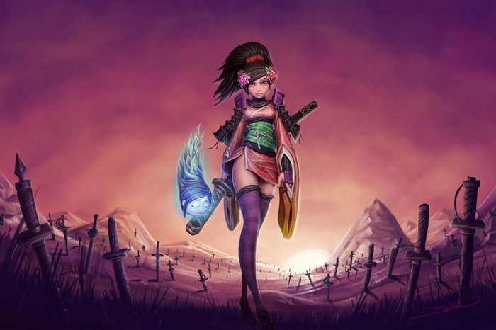 Illustration of a female warrior with a spirit companion