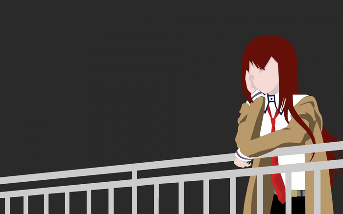 Makise Kurisu from Steins;Gate leaning on a railing