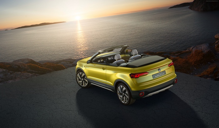 Yellow Volkswagen T-Cross Breeze convertible concept car