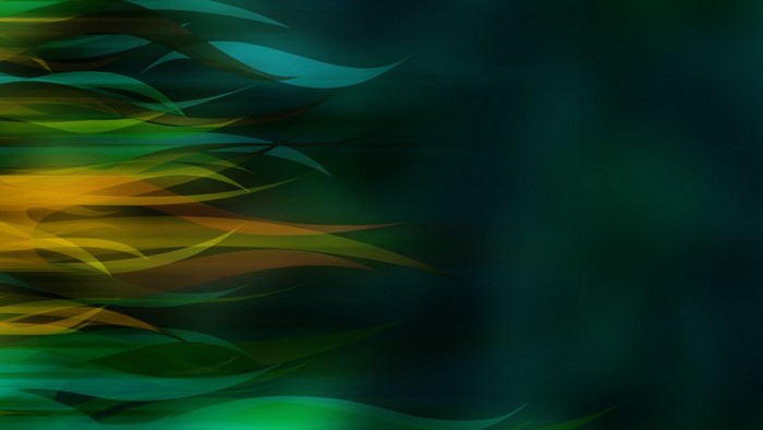 Abstract flowing green and yellow light patterns