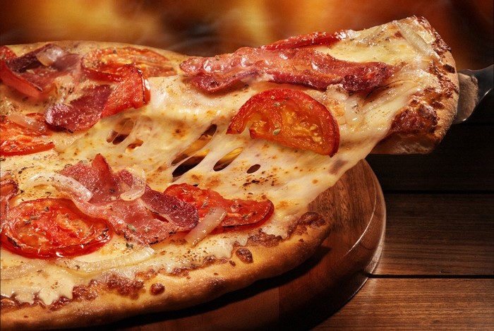 Cheesy Bacon and Tomato Pizza Slice