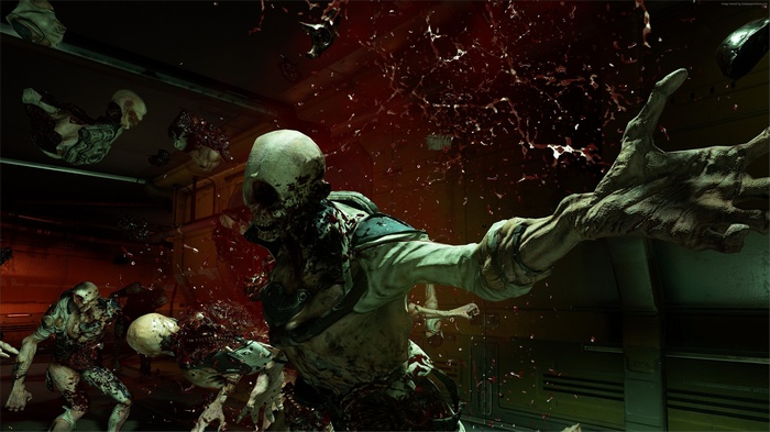 Demons exploding in Doom 4