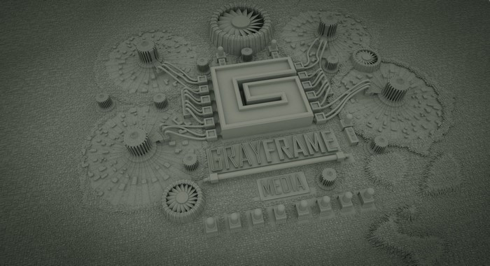 Grayframe Media logo with G symbol and circuit board elements