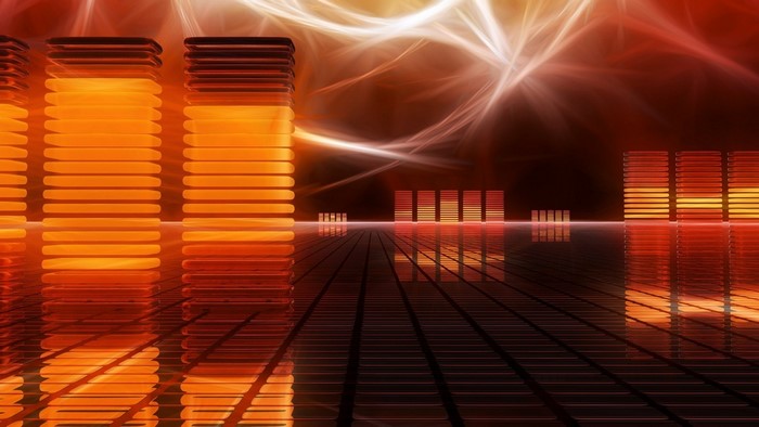 Abstract orange equalizer bars with reflections