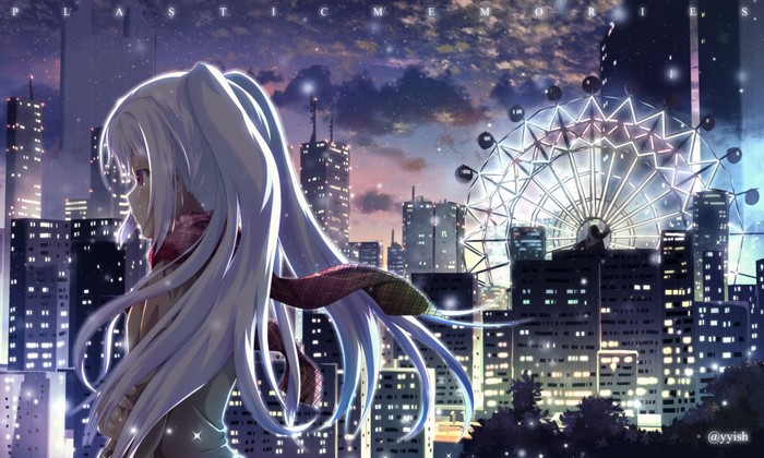 Isla from Plastic Memories in a city at night