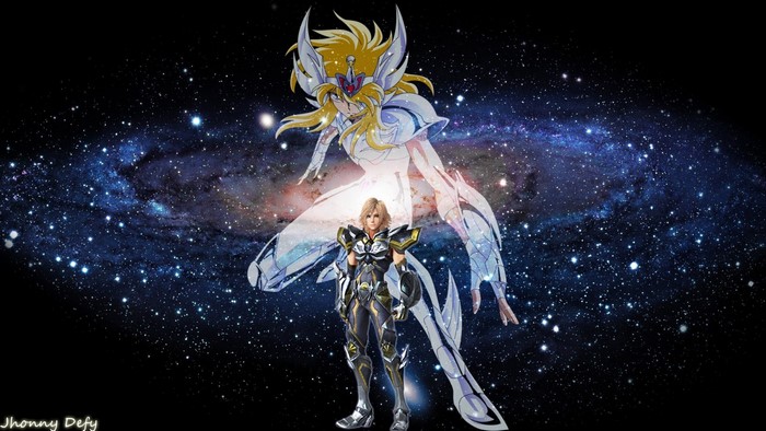Camus of Aquarius from Saint Seiya in outer space