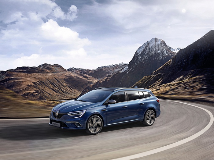 Renault Megane Estate GT driving on a mountain road