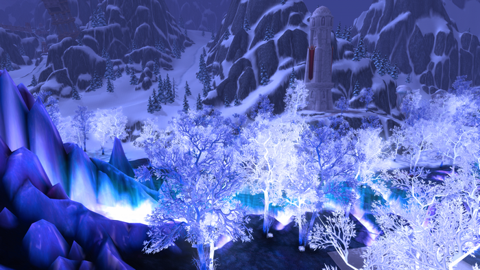 World of Warcraft Crystalsong Forest at night