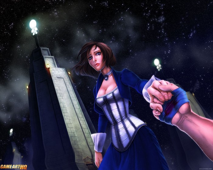 Elizabeth from BioShock Infinite holding a hand