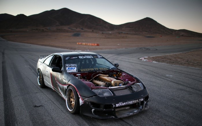 Nissan 300ZX drift car on a race track