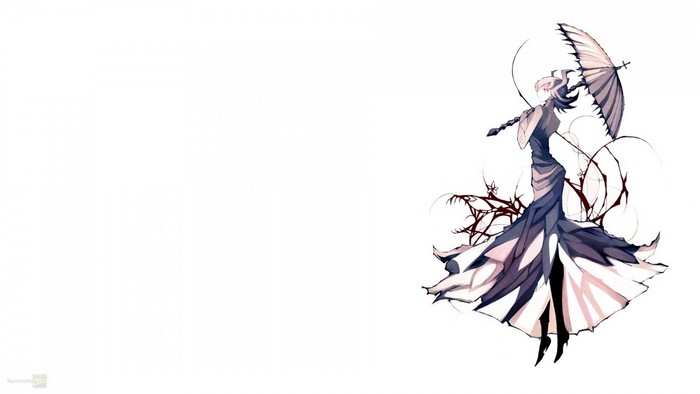 Anime girl with umbrella and thorny vines