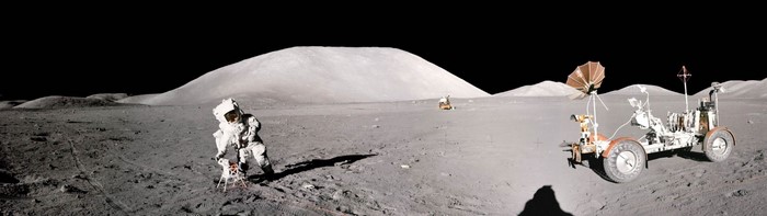 Astronaut on the Moon with Lunar Rover
