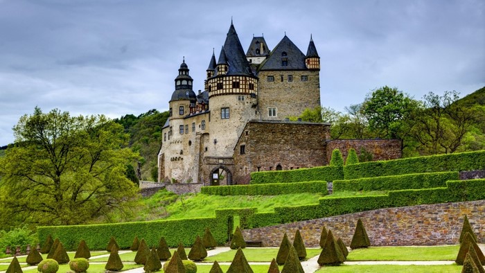 Eltz Castle in Germany with manicured gardens