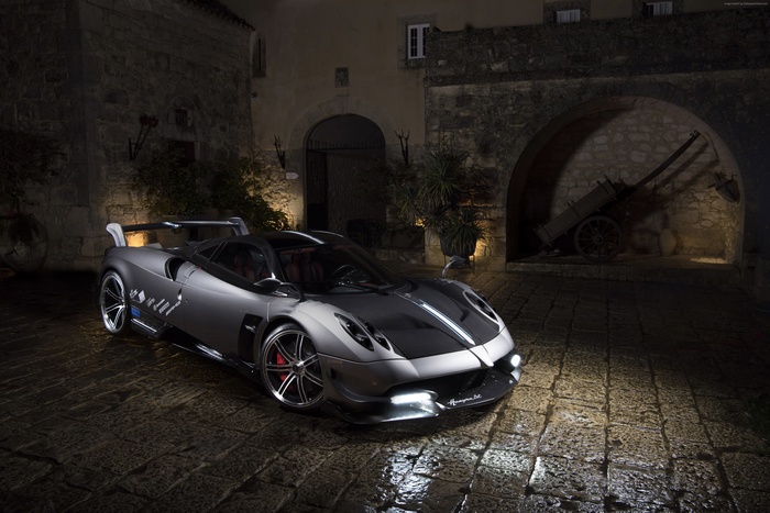 Pagani Huayra BC Roadster in a courtyard