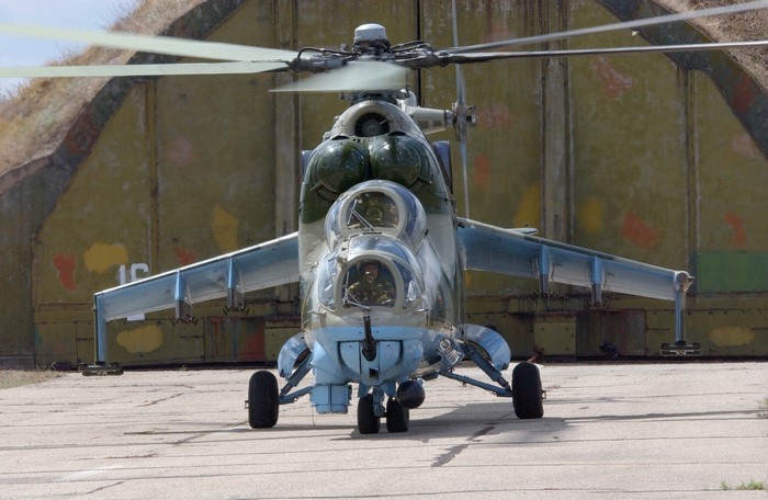 Mi-24 Hind helicopter on tarmac