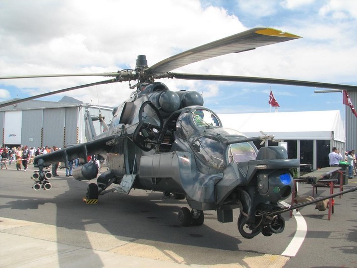 Mi-24 Hind military helicopter on display