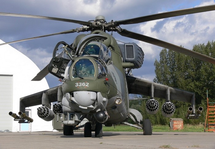Mil Mi-24 Hind helicopter with rockets