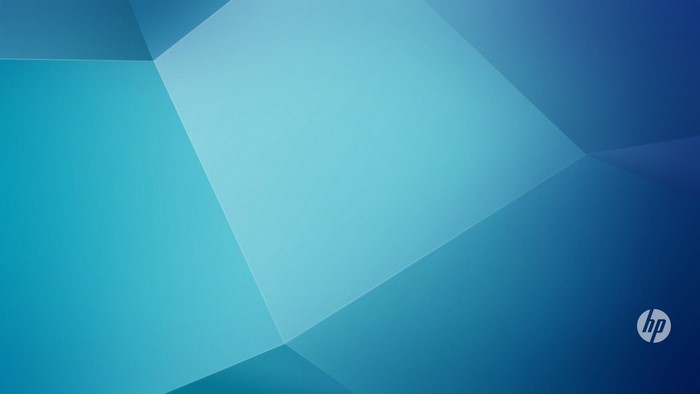 Abstract blue geometric shapes with HP logo