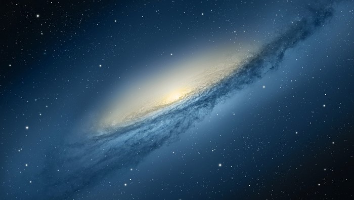 Spiral galaxy in deep space with stars
