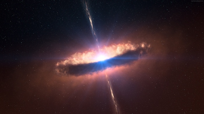 Black hole with accretion disk and jets in space