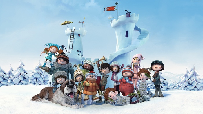 Snowtime! characters in a winter landscape