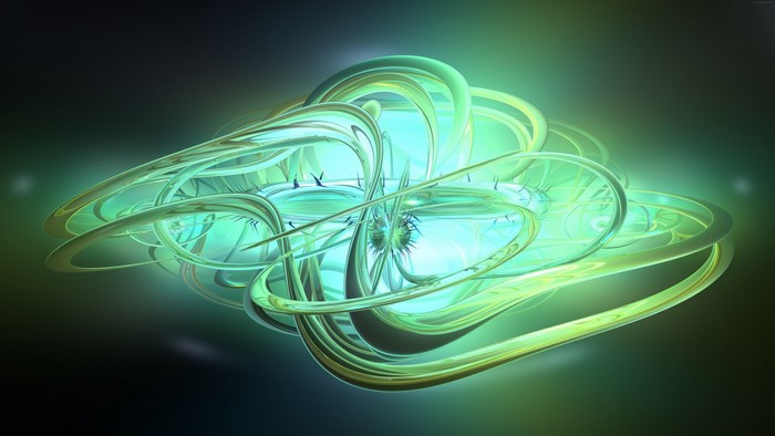 Glowing Abstract Green 3D Fractal Insect
