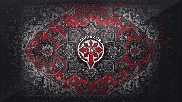 Murazor TV logo on a red and black carpet pattern