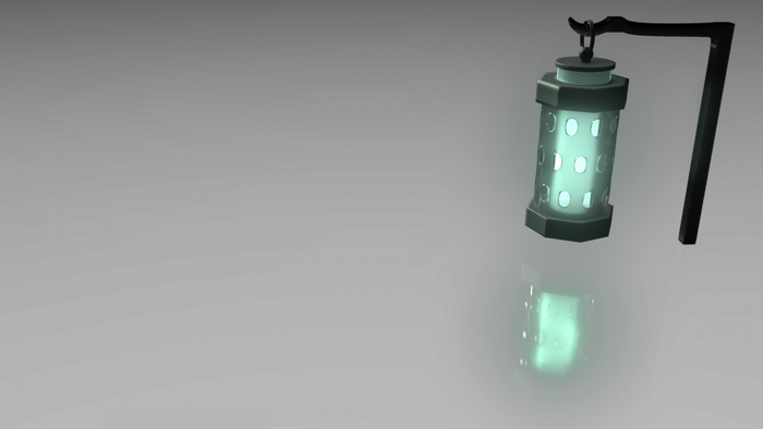 3D glowing green lantern light fixture