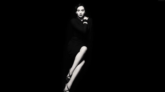 Emilia Clarke in a black dress