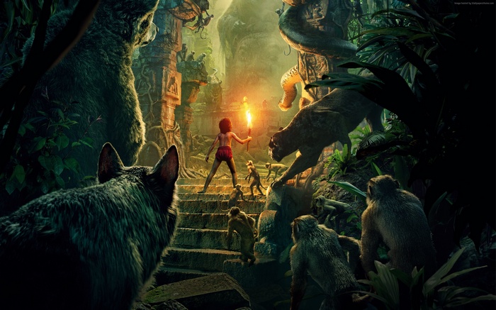 Mowgli and animals from The Jungle Book