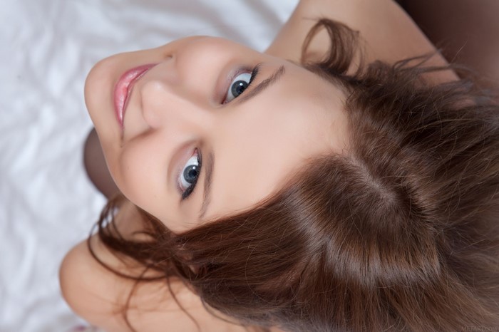 Close-Up Portrait of a Woman with Brown Hair