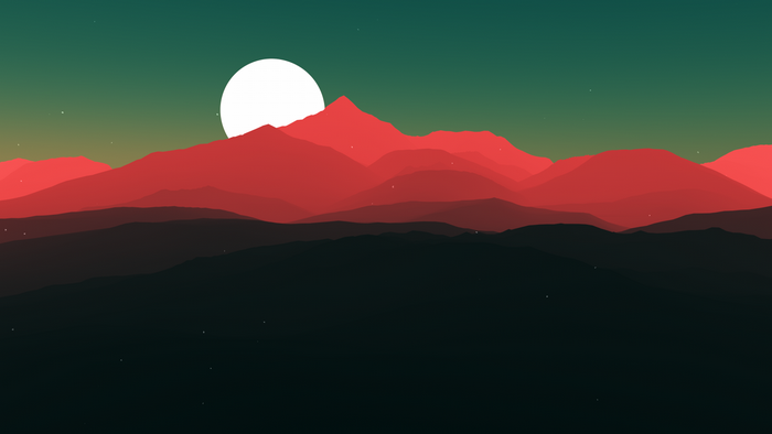 Minimalist mountain range with moon and stars