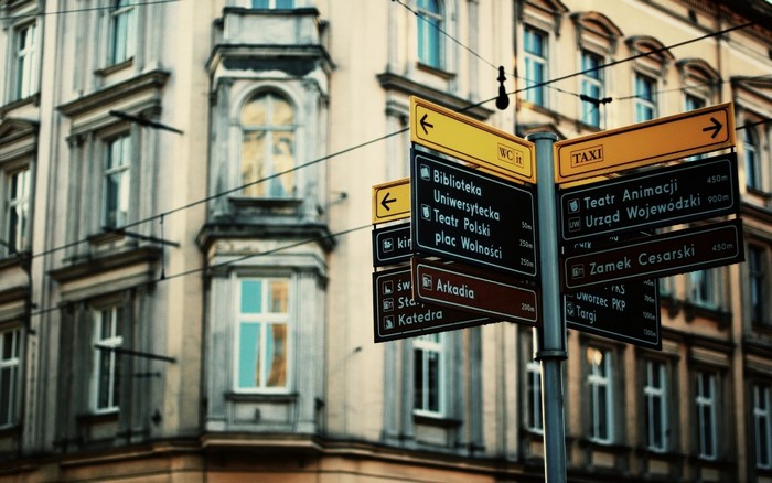 Street signs in Poznan, Poland
