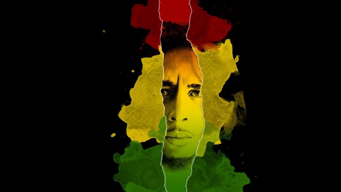 Bob Marley portrait with Rasta colors