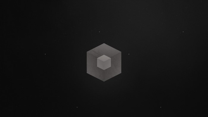Abstract cube in starry darkness