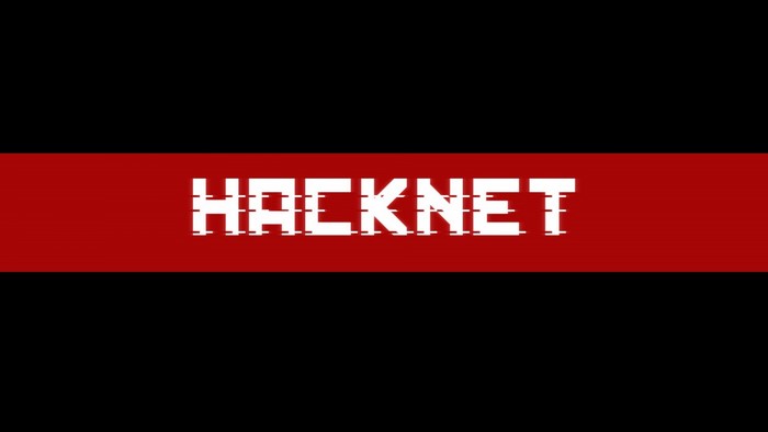 Hacknet logo on a red stripe