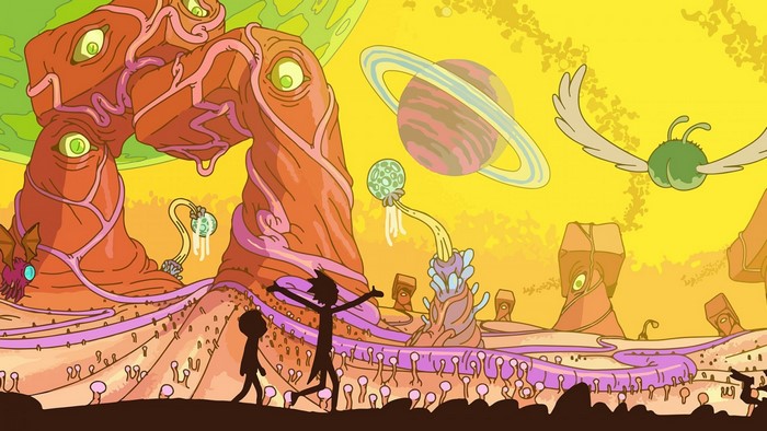 Rick and Morty on an alien planet