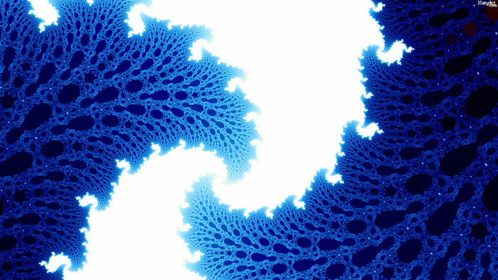 Blue fractal pattern with white background