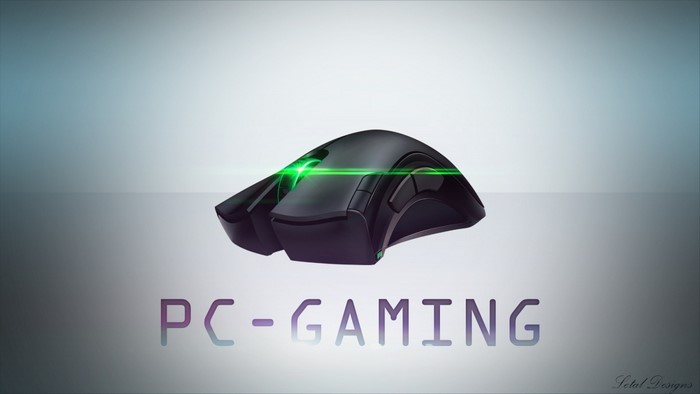 Black Gaming Mouse with Green Accent and PC Gaming Text